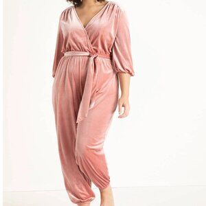 Elouqii Pink Velvet Jumpsuit, Size 22/24 -worn once